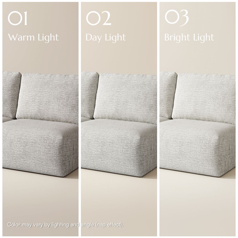 Square Armrest Light Gray Modular Sofas