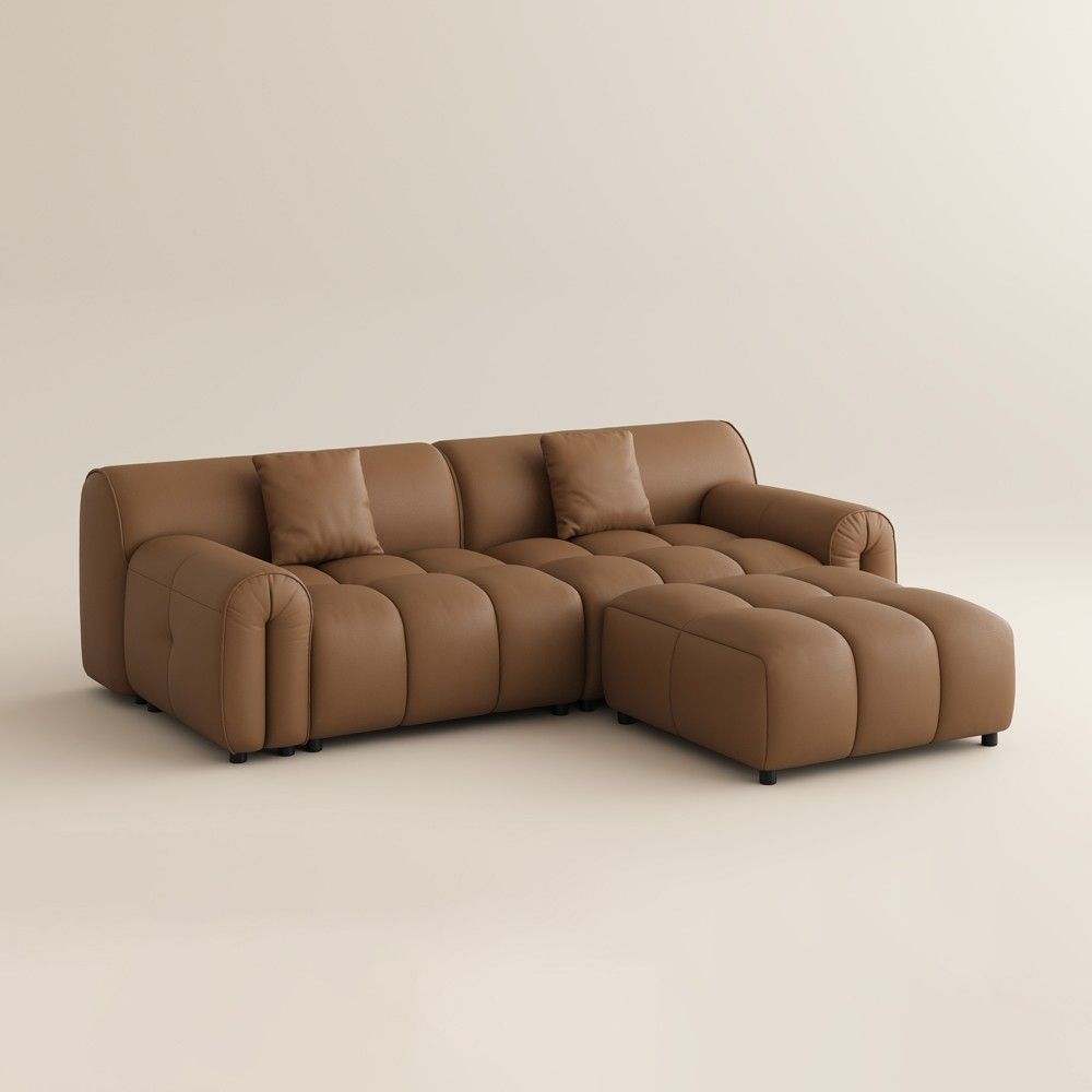 Extra Deep Seat Caramel Genuine Leather Modular Sofas