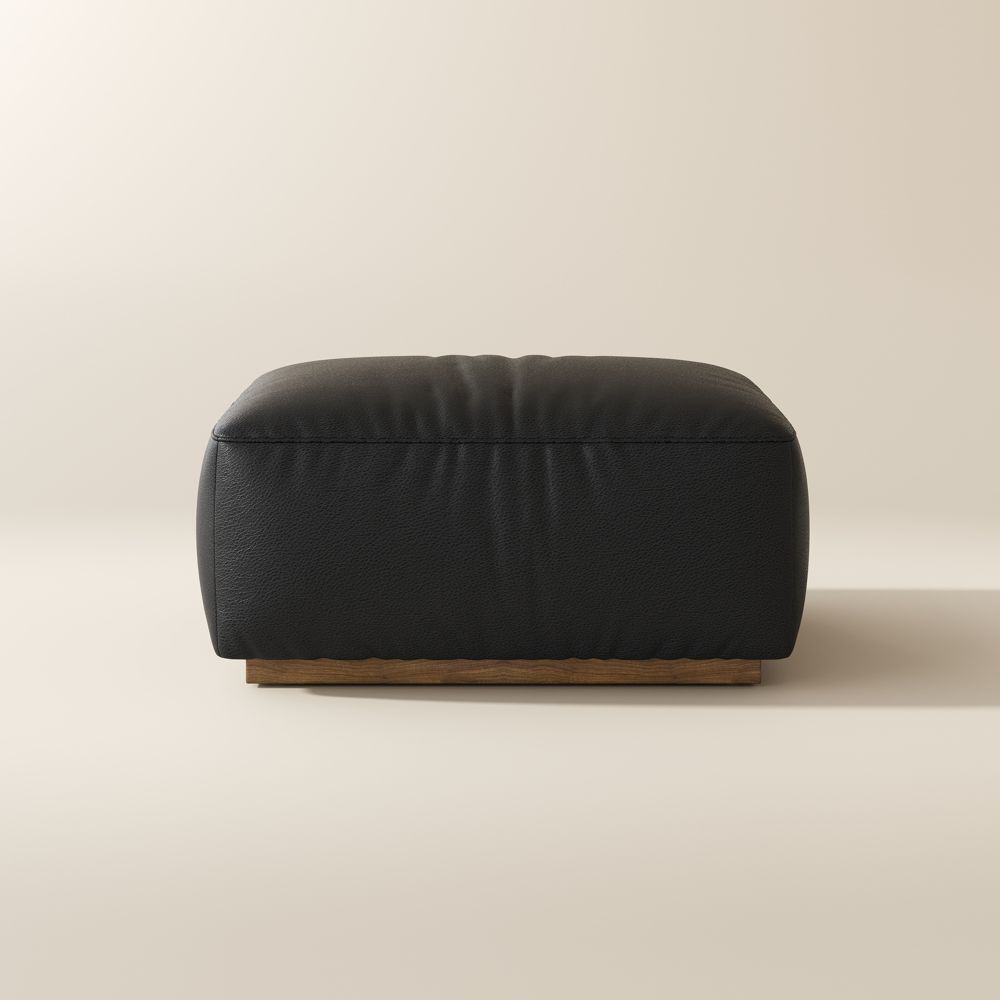 Rectangular Black Genuine Leather Modular Sofas
