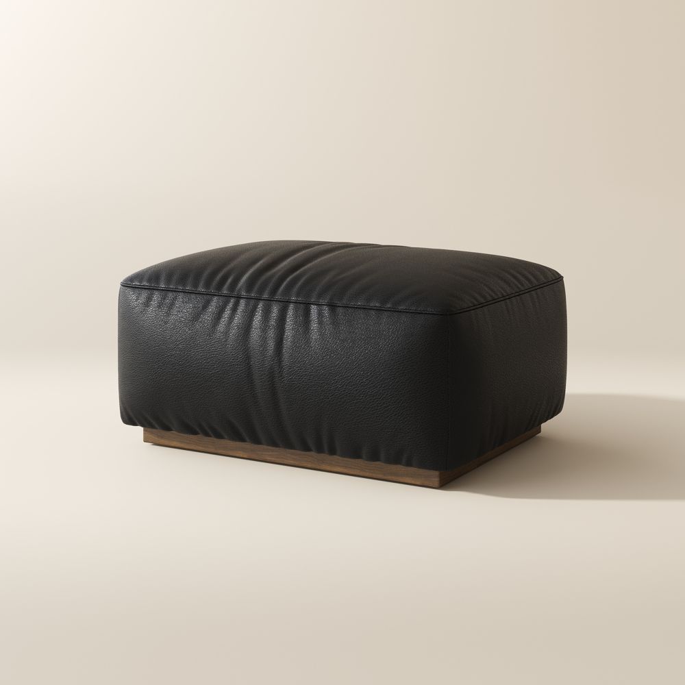 Stain-Resistant Black Genuine Leather Modular Sofas