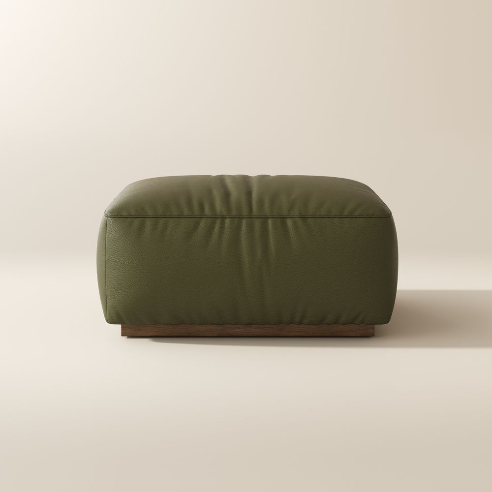 Solid Wood Green Genuine Leather Modular Sofas