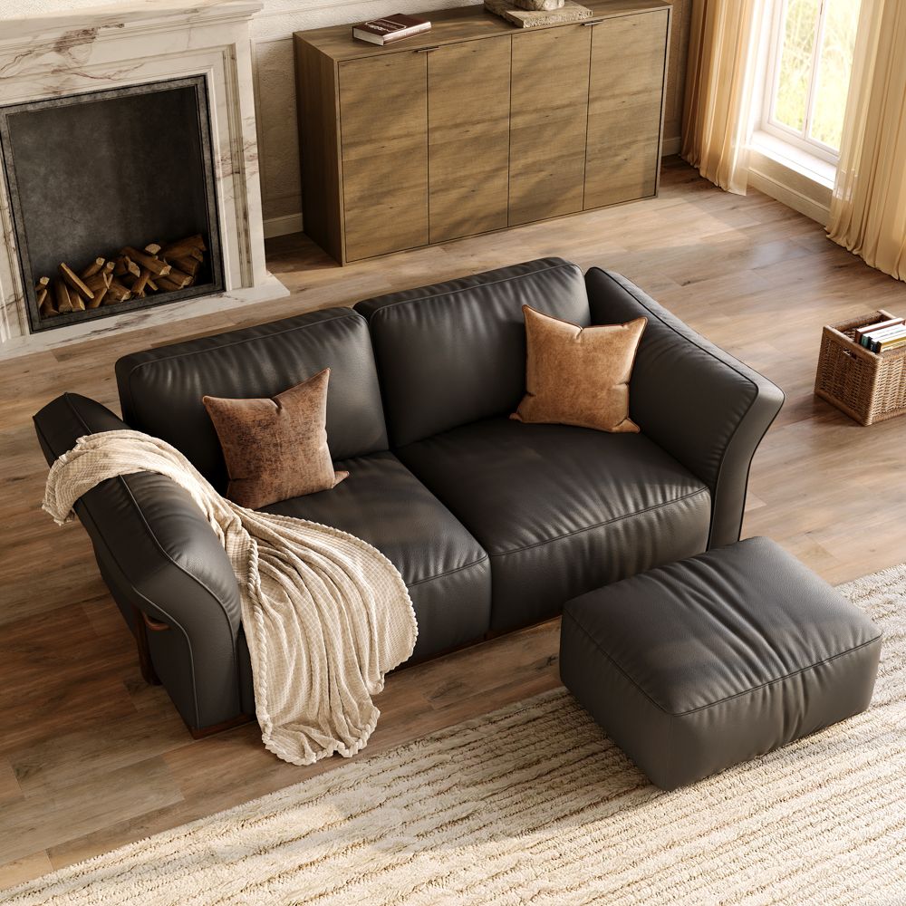 Cronus Black Genuine Leather Modular Sofas