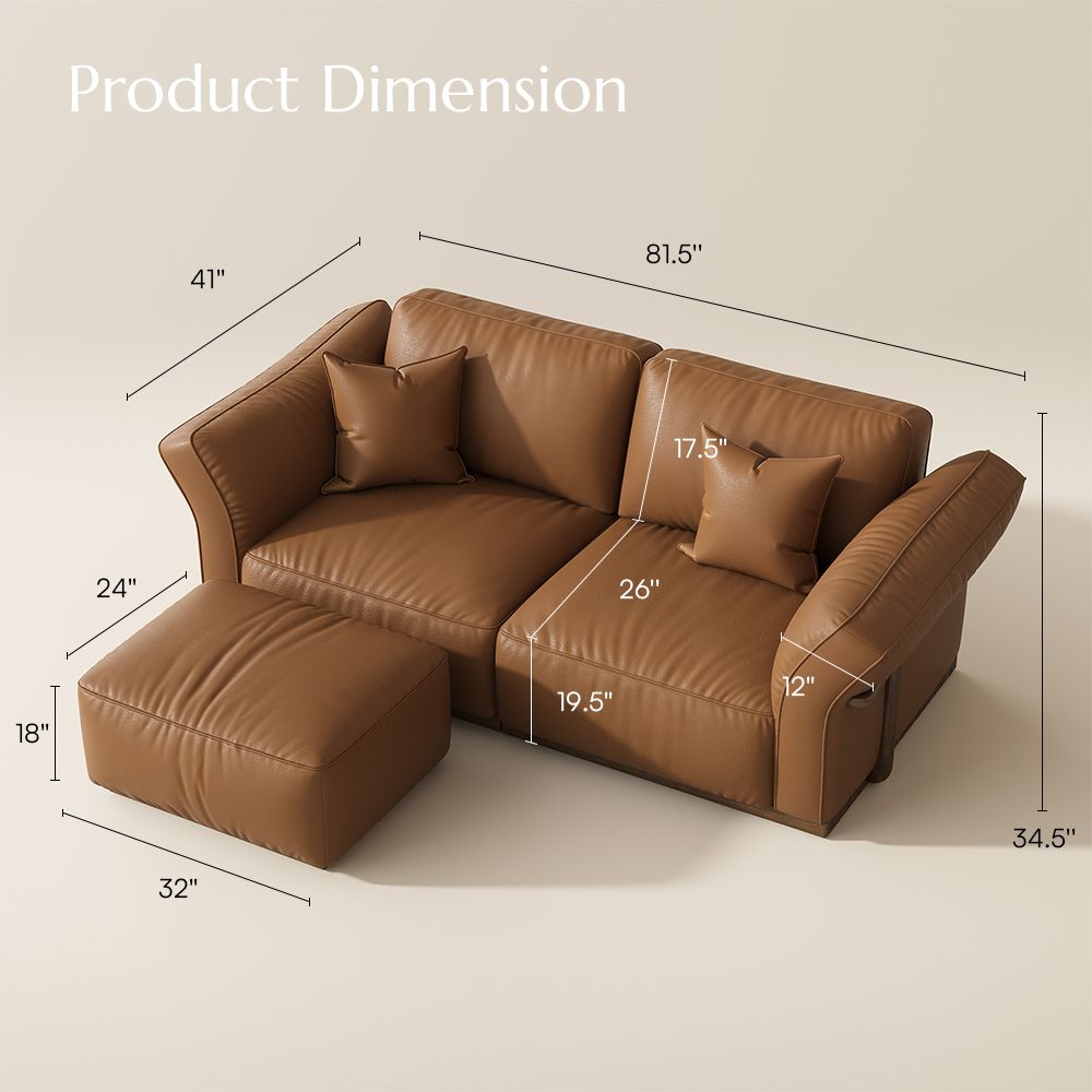 Cronus Brown Genuine Leather Modular Sofas