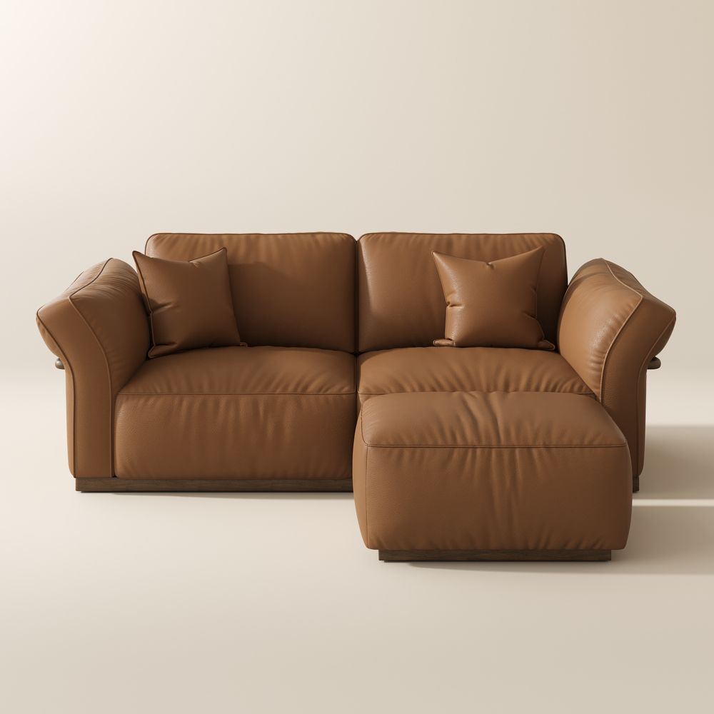 80-100 inches Brown Genuine Leather Modular Sofas