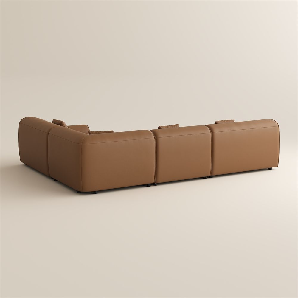 L-Shaped Sofas Caramel Genuine Leather Modular Sofas