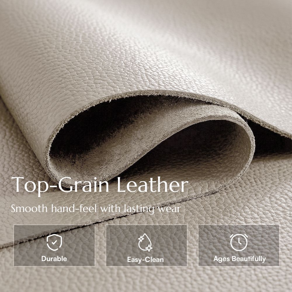 Stain-Resistant Beige Genuine Leather Modular Sofas
