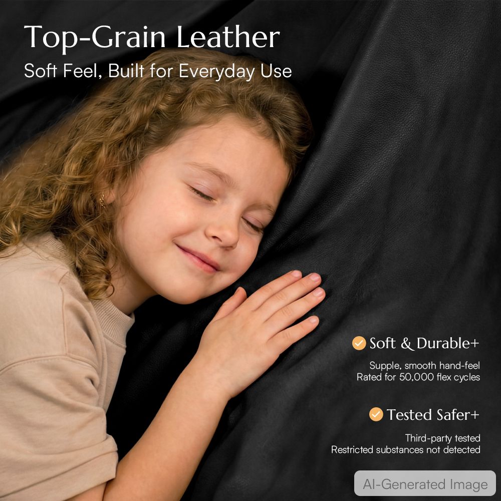 Top Grain Leather Black Top Grain Leather Modular Sofas