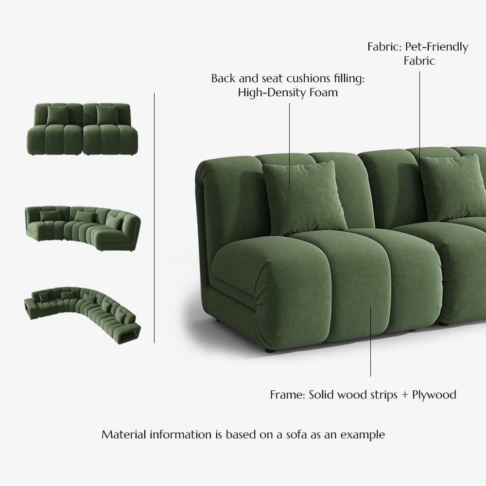 Solid Wood Green Modular Sofas