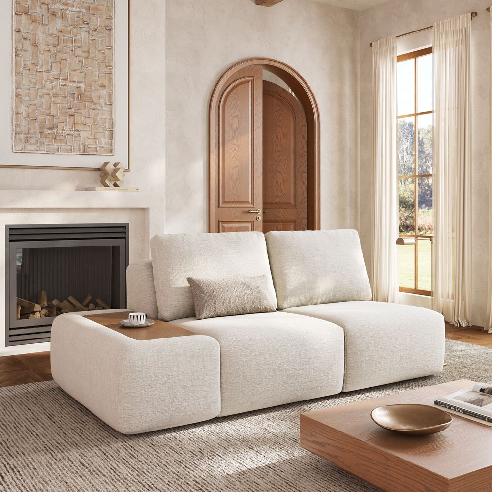 Loveseats Beige Chenille Modular Sofas