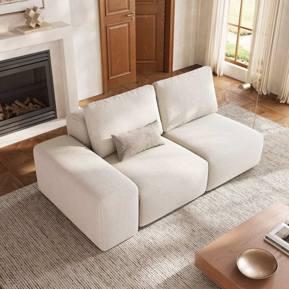 High Beige Chenille Modular Sofas