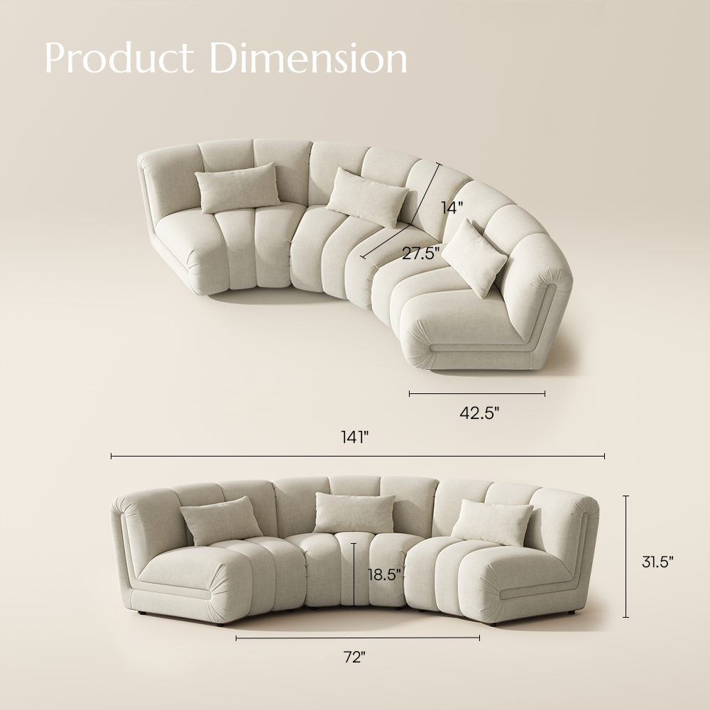 Solid Wood Beige Pet-Friendly Fabric Modular Sofas