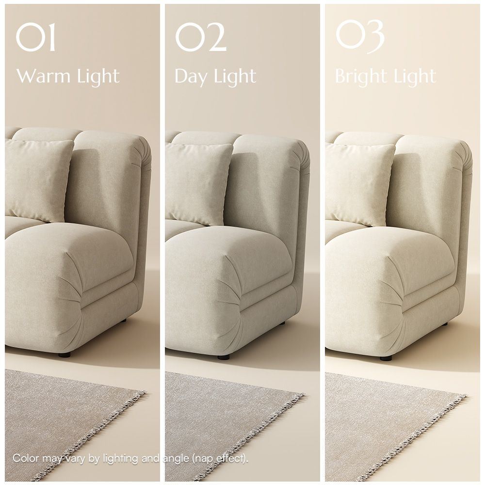 Curved Sofas Beige Pet-Friendly Fabric Modular Sofas