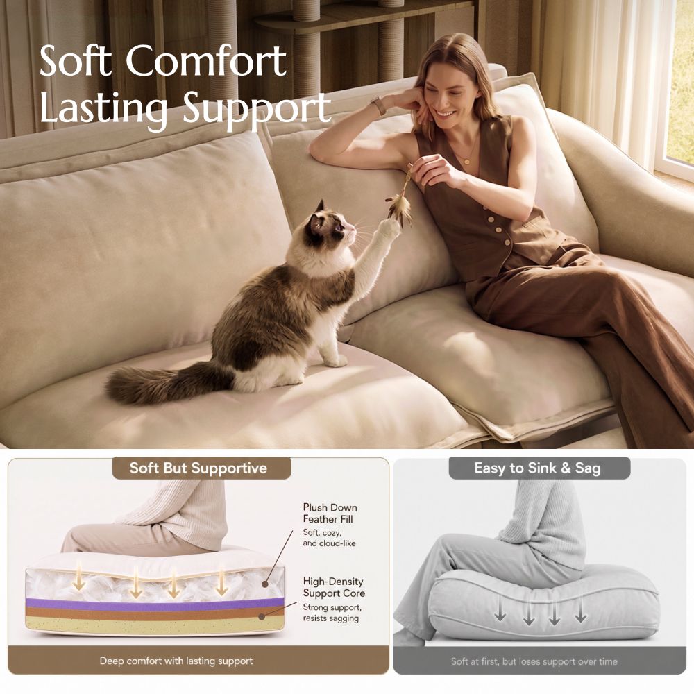 Supportive Beige Pet-Friendly Fabric Modular Sofas