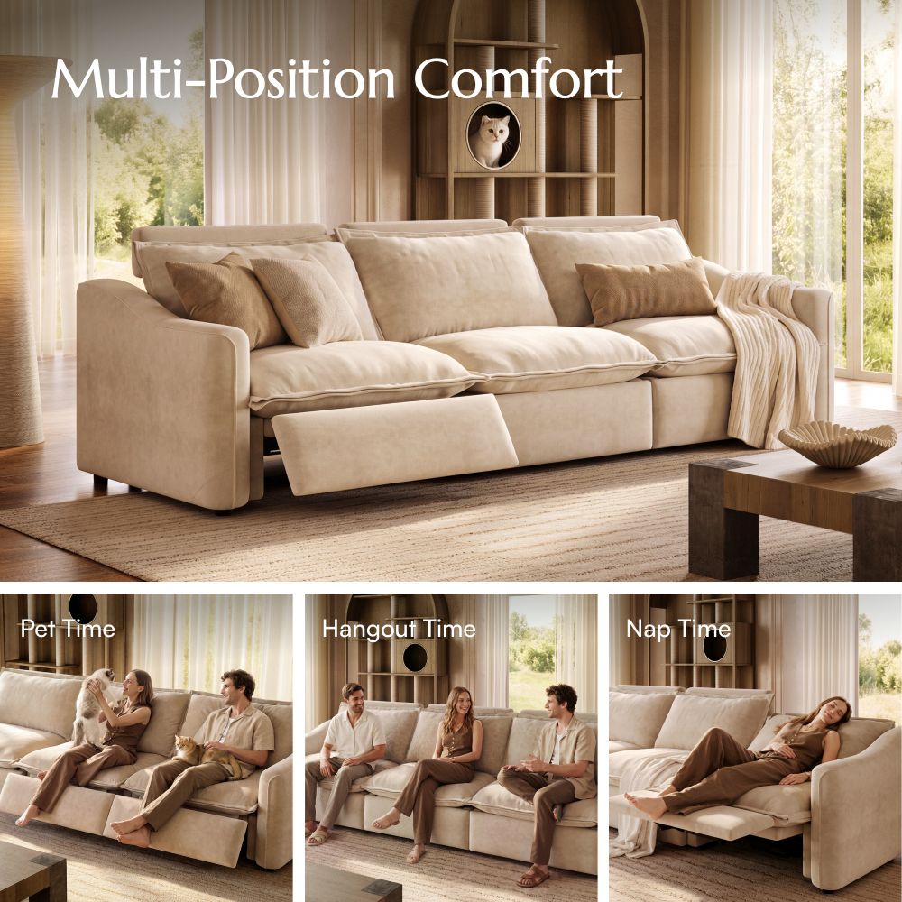Adjustable Beige Pet-Friendly Fabric Modular Sofas