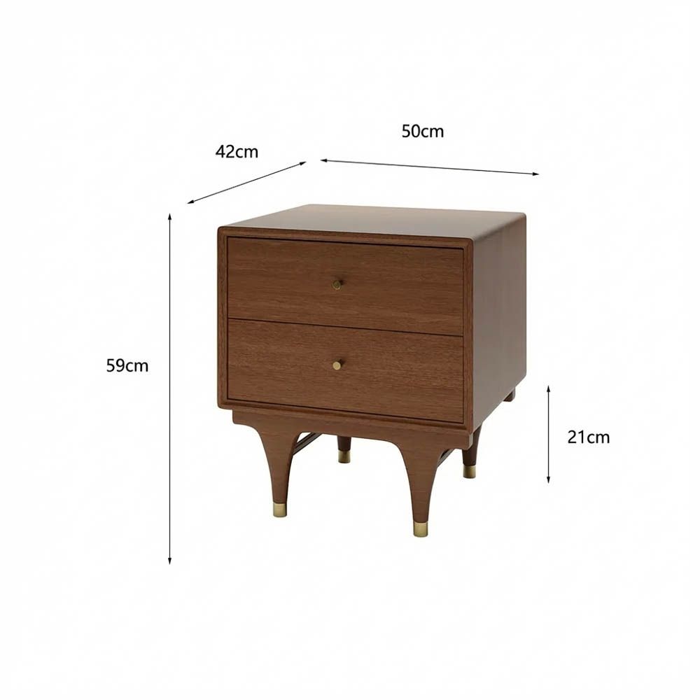with Storage Walnut Color MDF Nightstands