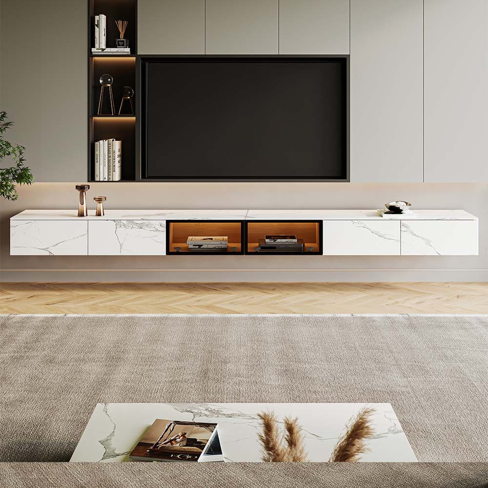 White Sintered Stone TV Stands