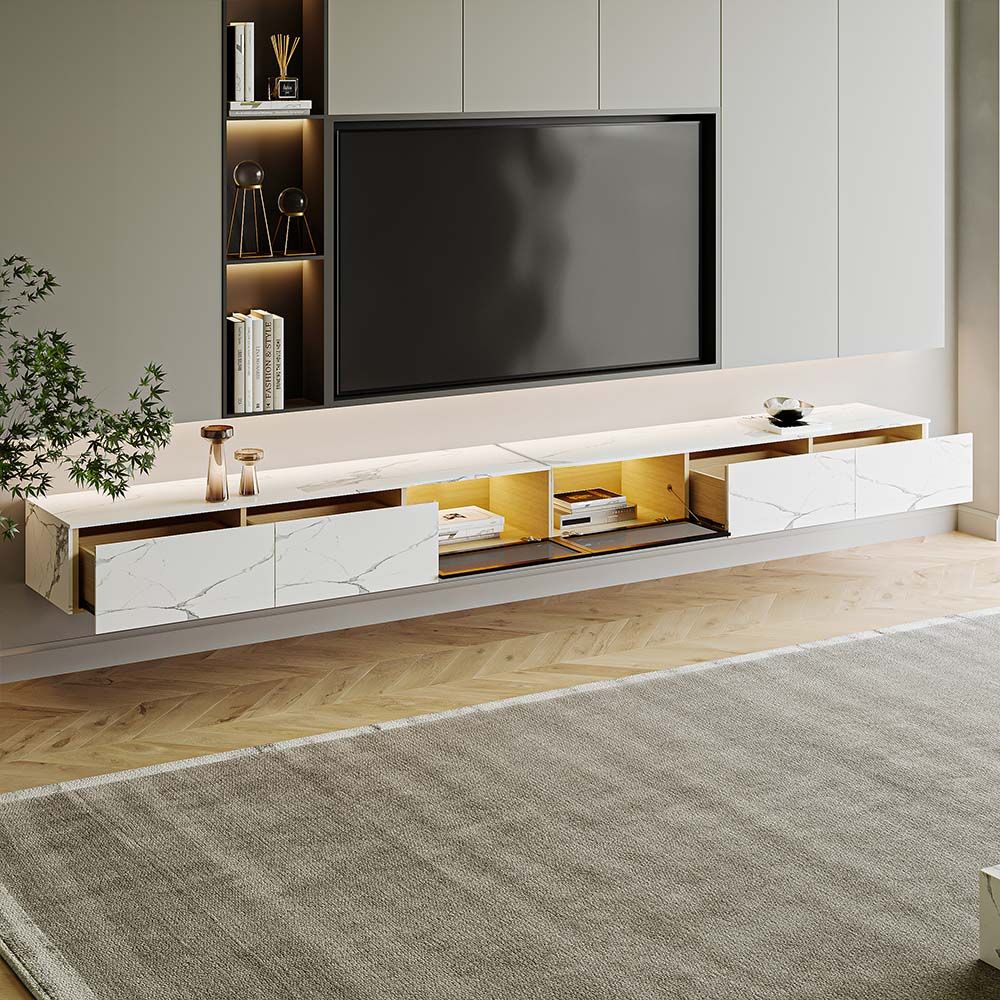 White Sintered Stone TV Stands