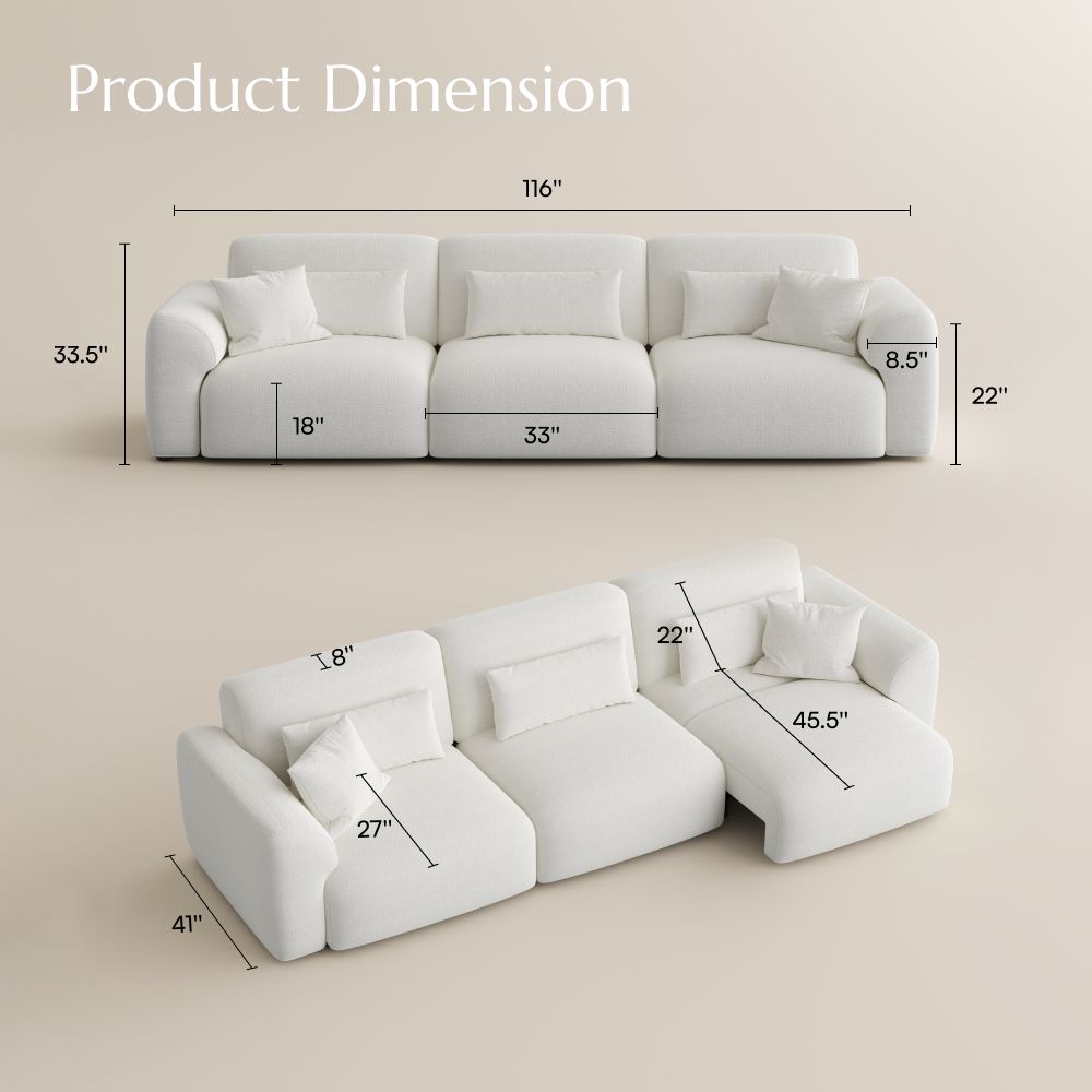 Office White Chenille Fabric Power Reclining Sofas