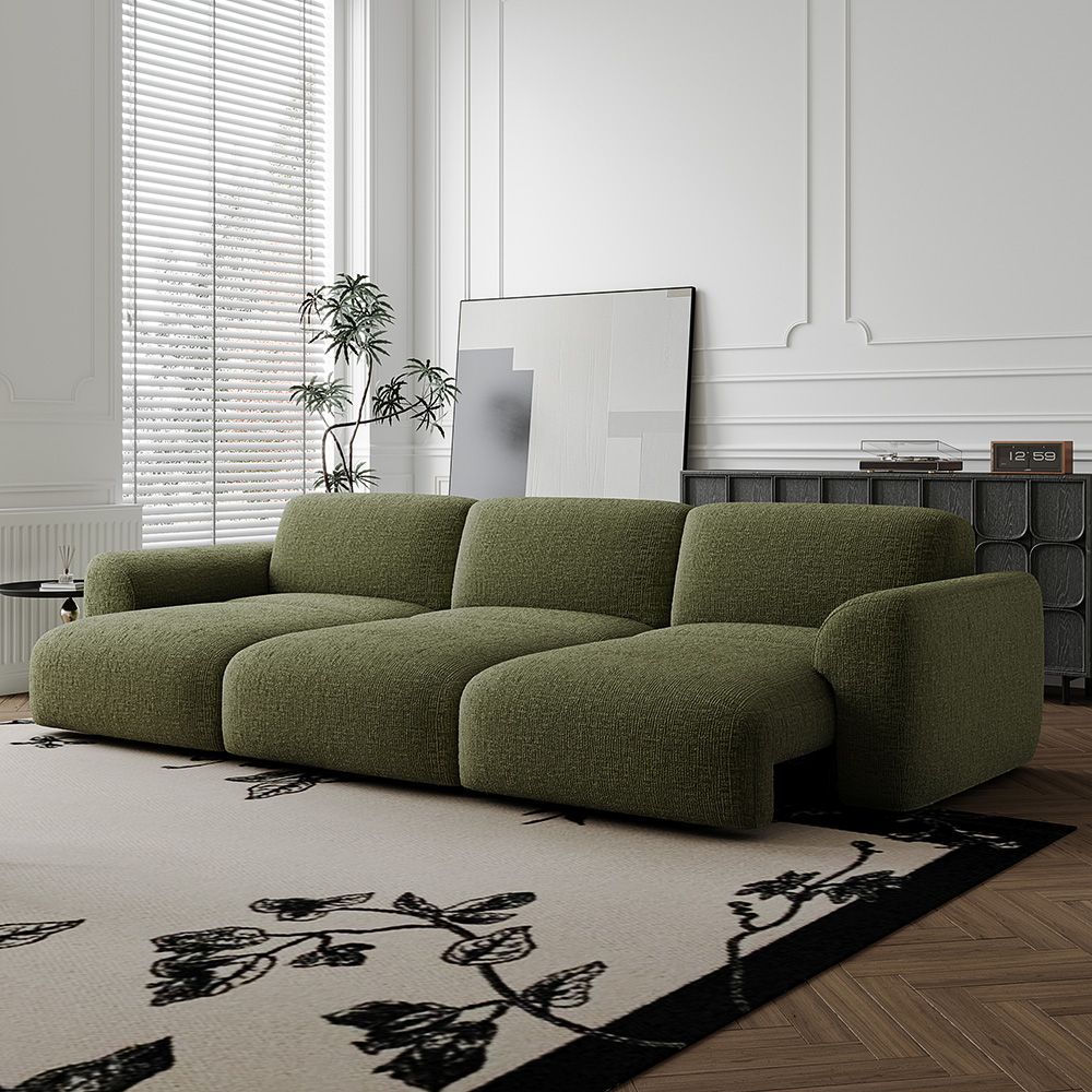 Green Chenille Fabric Power Reclining Sofas