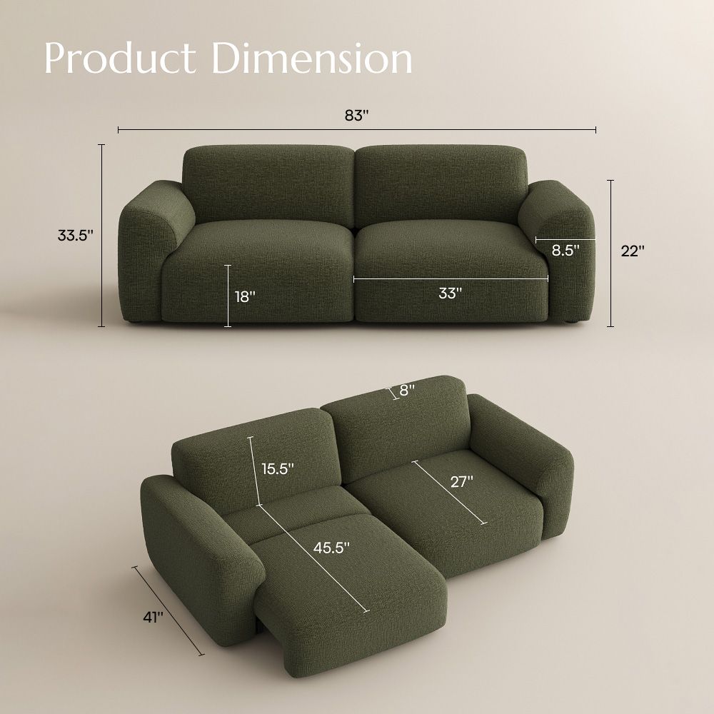Soft Green Chenille Fabric Power Reclining Sofas