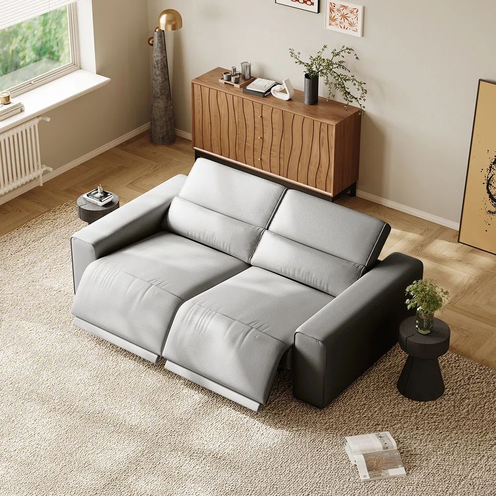 Modern Dark Gray Eco-friendly Wood Panels Power Reclining Sofas
