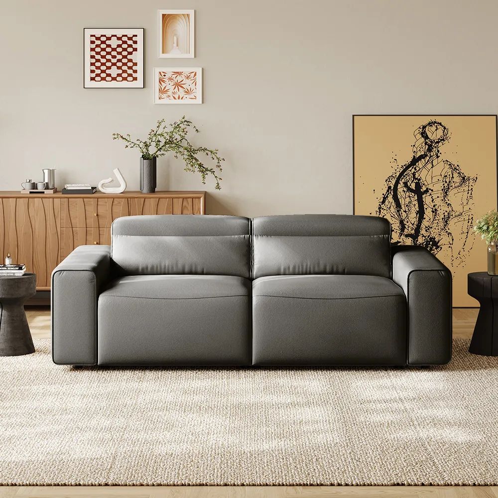 Modern Dark Gray Eco-friendly Wood Panels Power Reclining Sofas