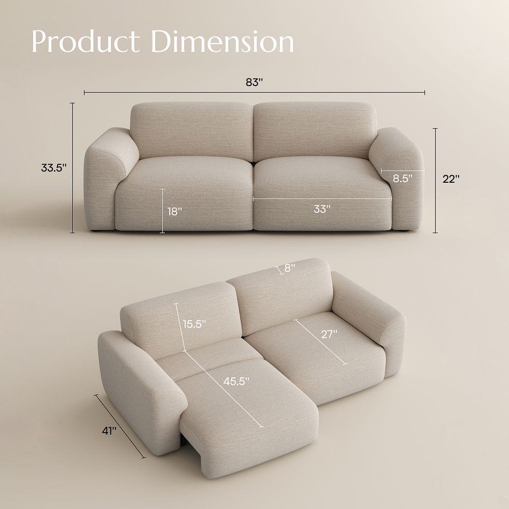 Light Khaki Chenille Fabric Power Reclining Sofas