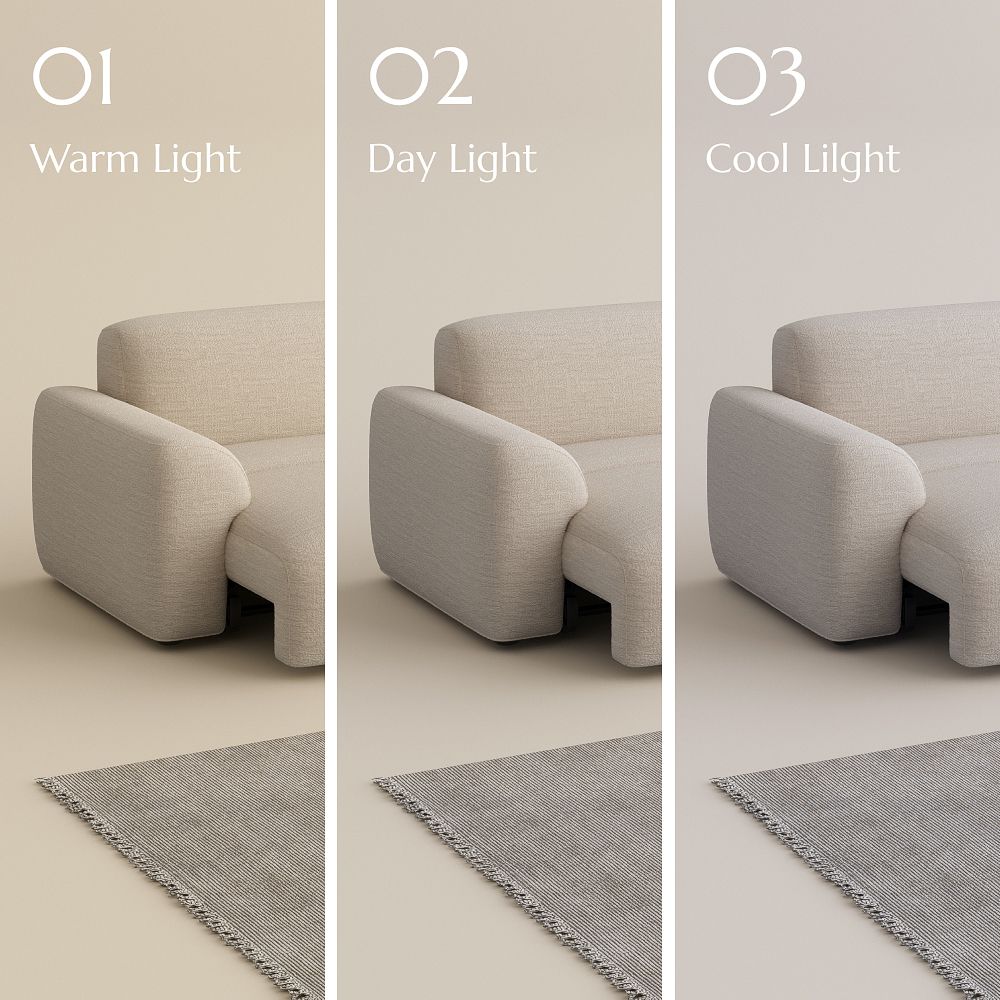 Light Khaki Chenille Fabric Power Reclining Sofas