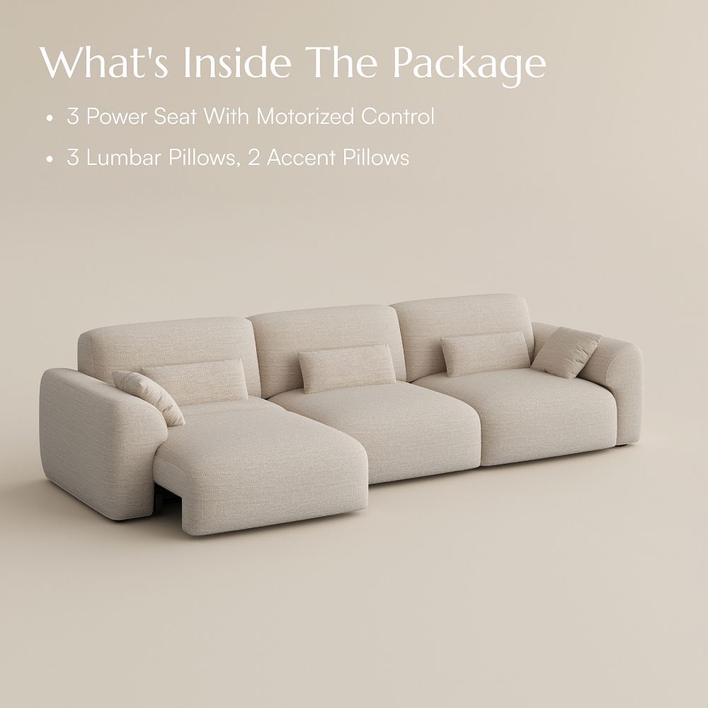 Sleeper Light Khaki Chenille Fabric Power Reclining Sofas