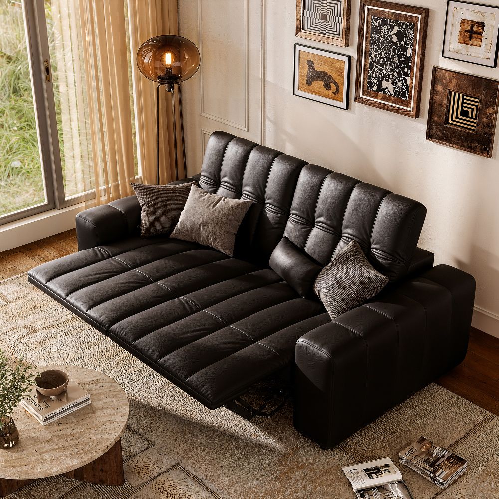 Black Full-Grain Leather Power Reclining Sofas