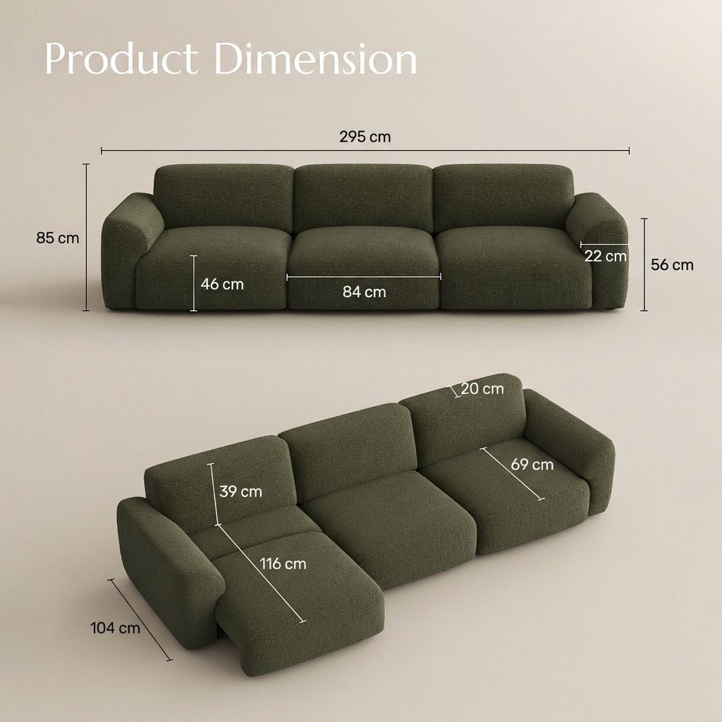 Oversized Green Chenille Fabric Power Reclining Sofas