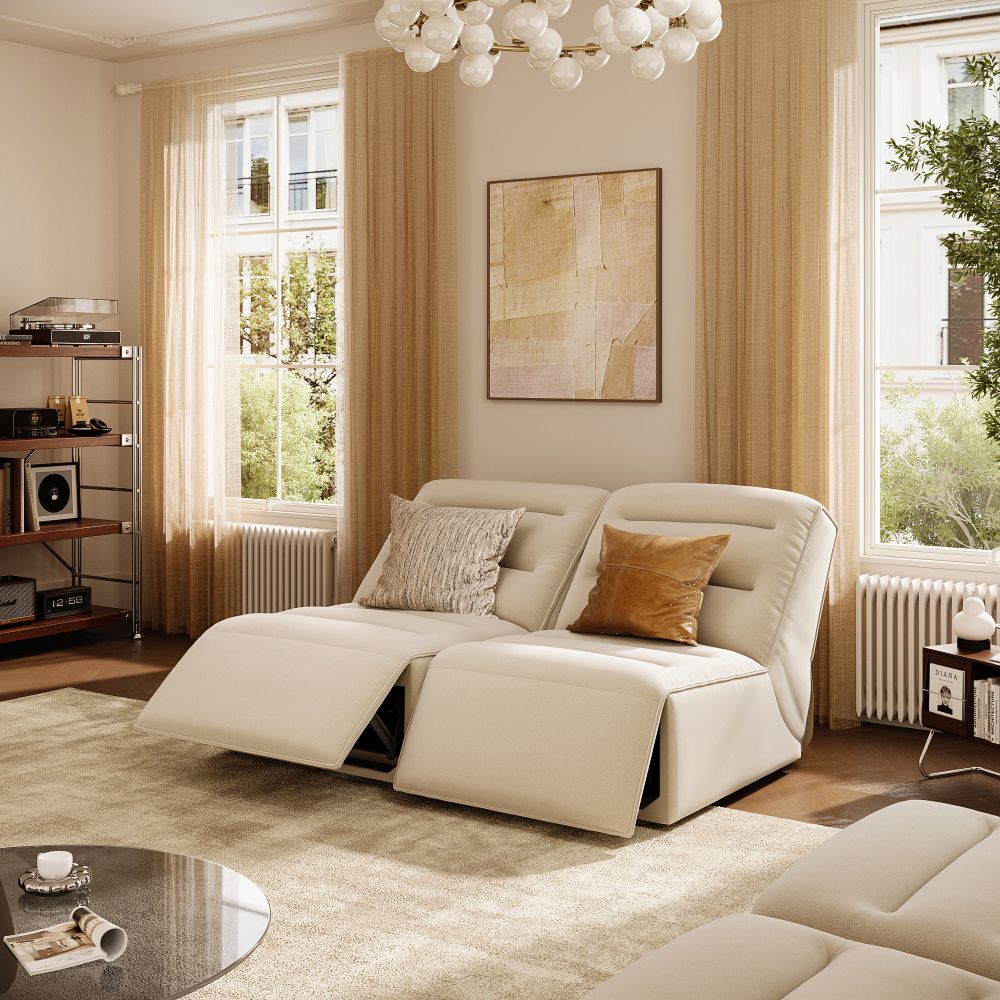 Living Room Khaki Pet-Friendly Fabric Power Reclining Sofas