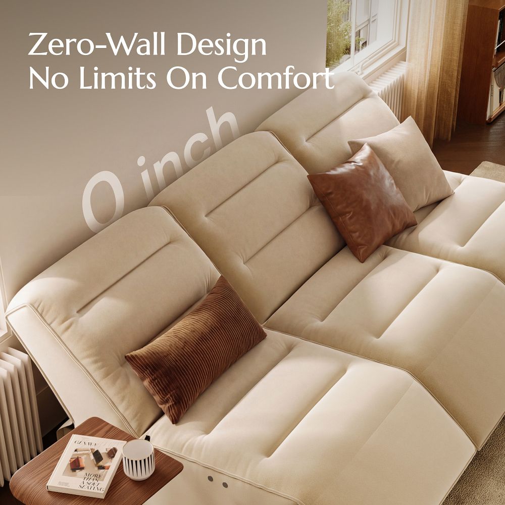 2-3 Seater Khaki Pet-Friendly Fabric Power Reclining Sofas