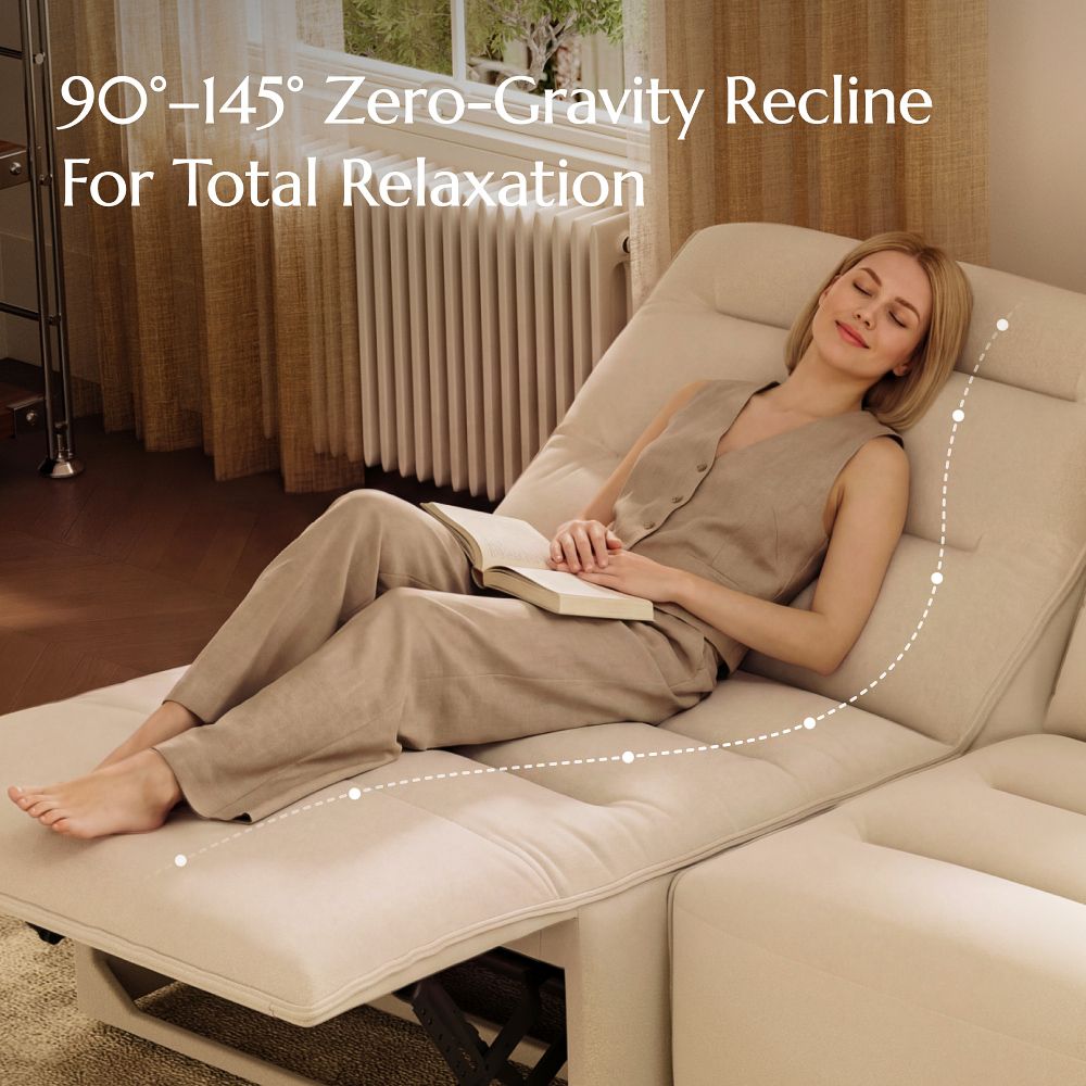 Office Khaki Pet-Friendly Fabric Power Reclining Sofas