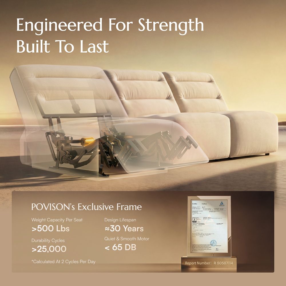 Bedroom Khaki Pet-Friendly Fabric Power Reclining Sofas