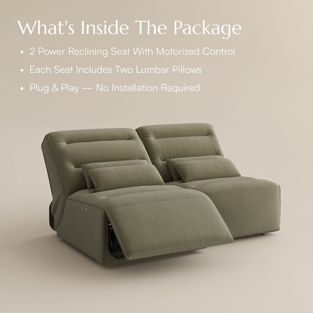 Armless Green Pet-Friendly Fabric Power Reclining Sofas