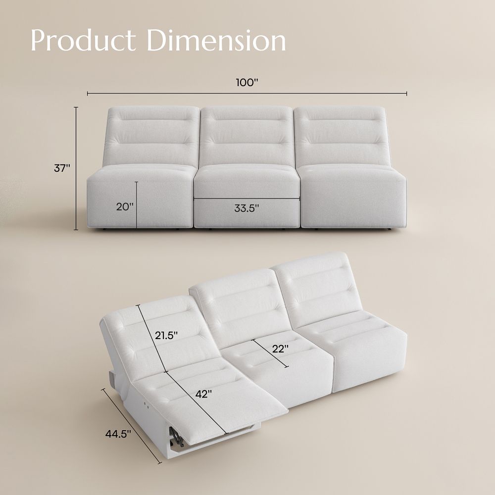 White White Pet-Friendly Fabric Power Reclining Sofas