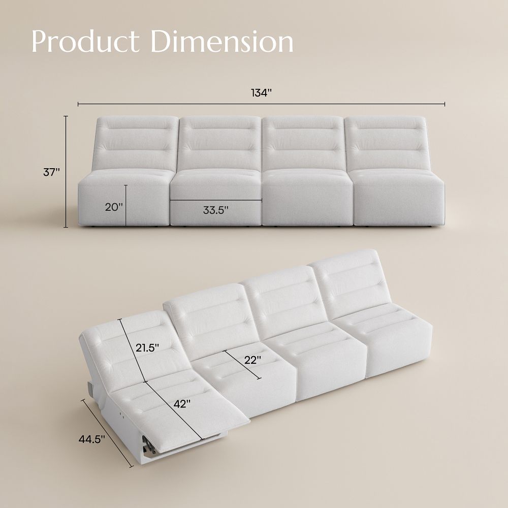 Modular Sofas White Pet-Friendly Fabric Power Reclining Sofas