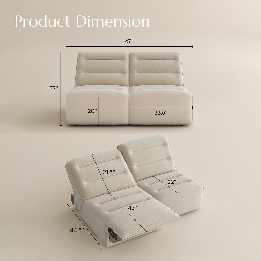 Modular Khaki Pet-Friendly Fabric Power Reclining Sofas