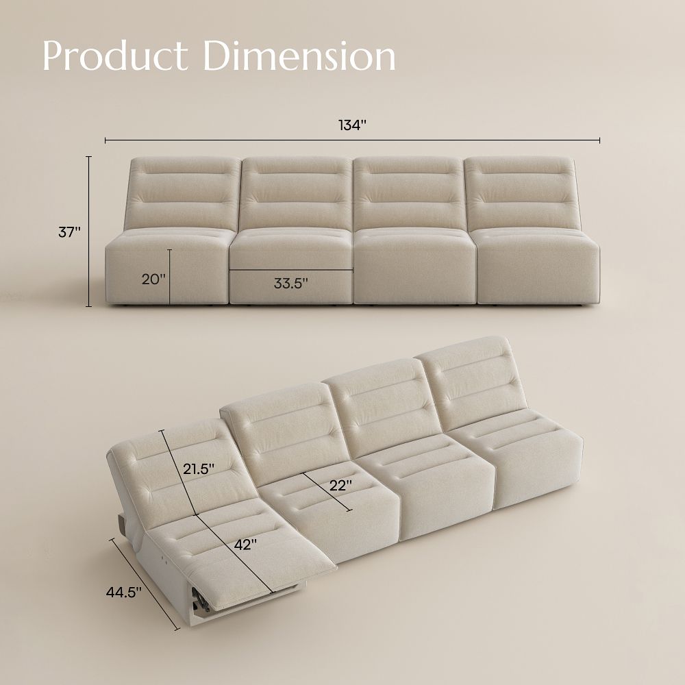 Bedroom Khaki Pet-Friendly Fabric Power Reclining Sofas