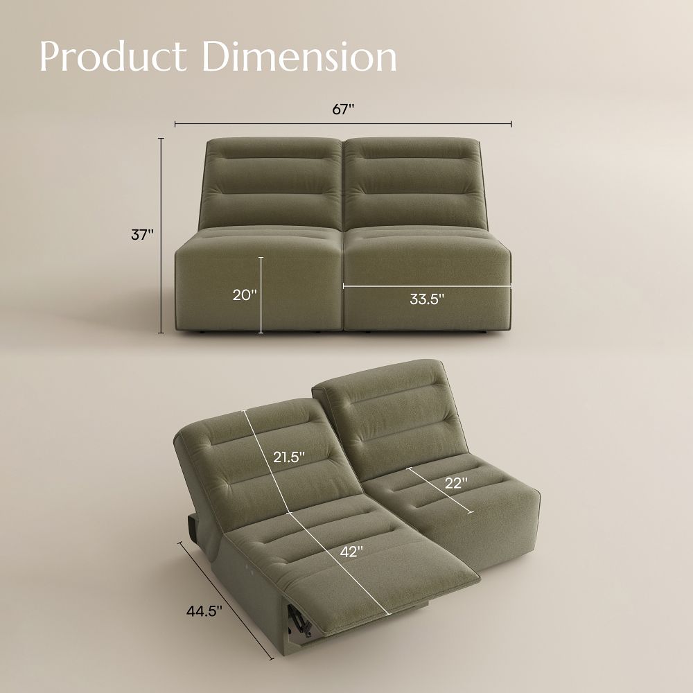 Fully Assembled Green Pet-Friendly Fabric Power Reclining Sofas