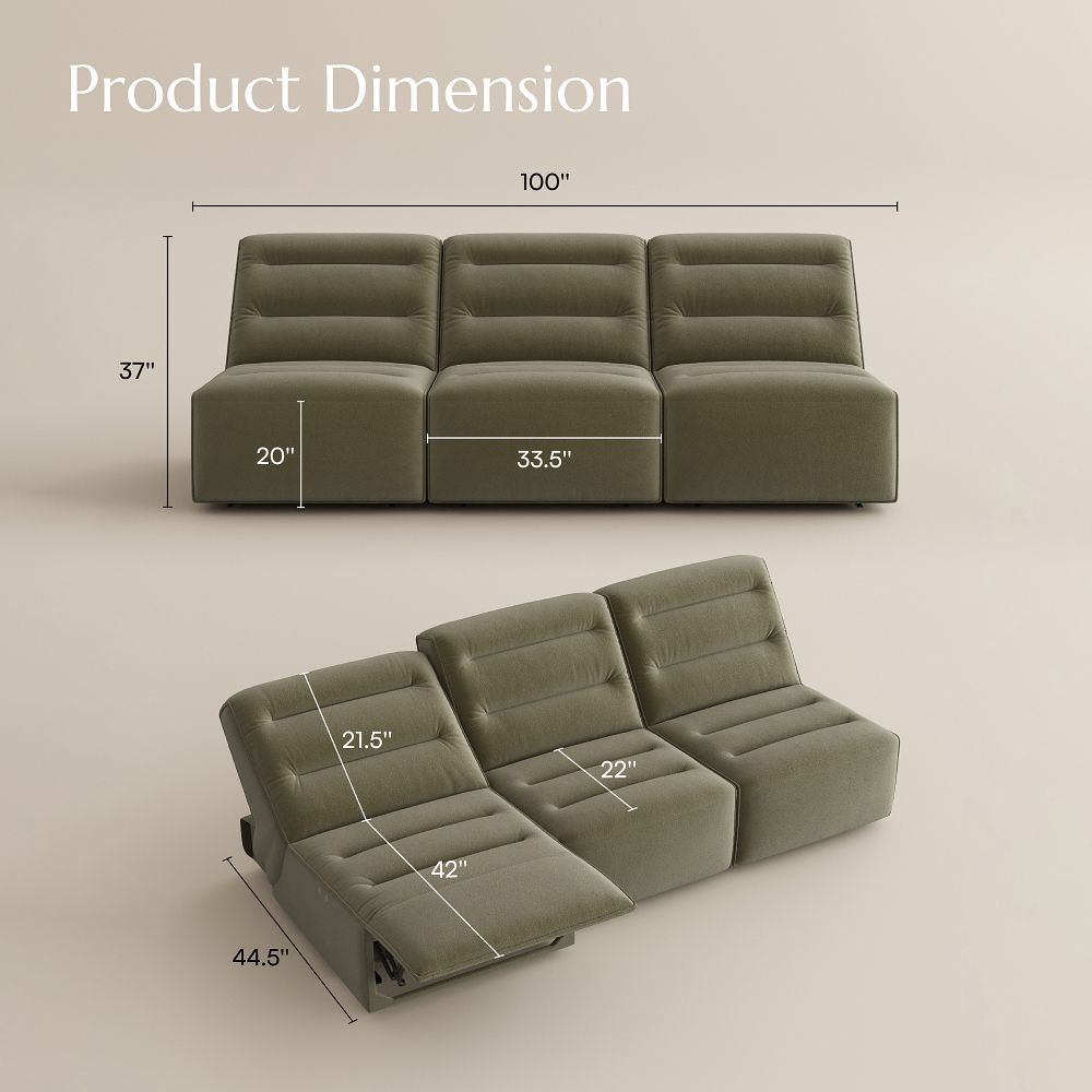 Cozy Green Pet-Friendly Fabric Power Reclining Sofas