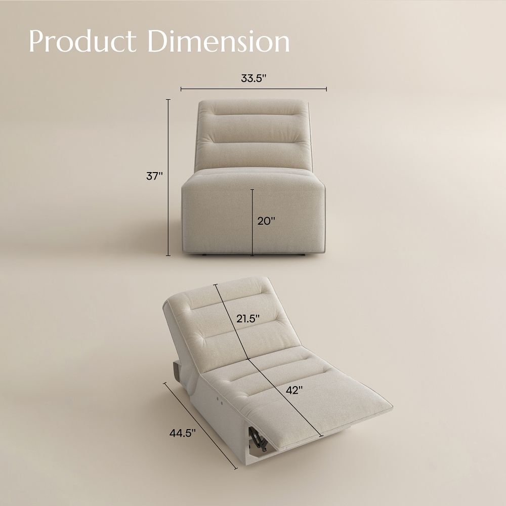 Minimalist Khaki Pet-Friendly Fabric Power Reclining Sofas