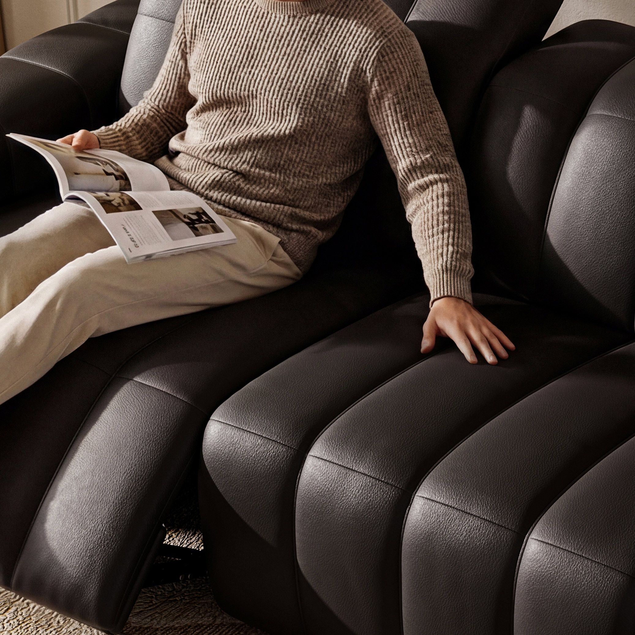 The loveseats Black Full-Grain Leather Power Reclining Sofas