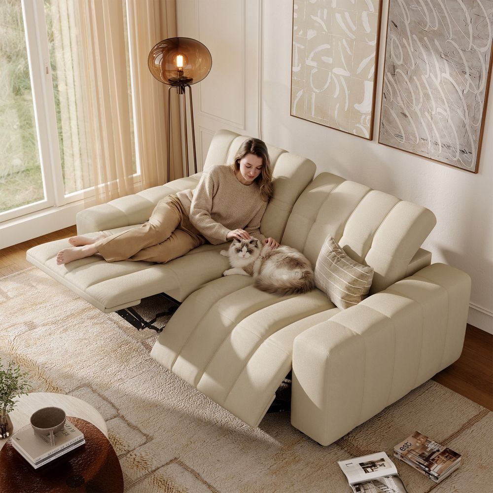 Power Reclining sofas Beige Full-Grain Leather Power Reclining Sofas