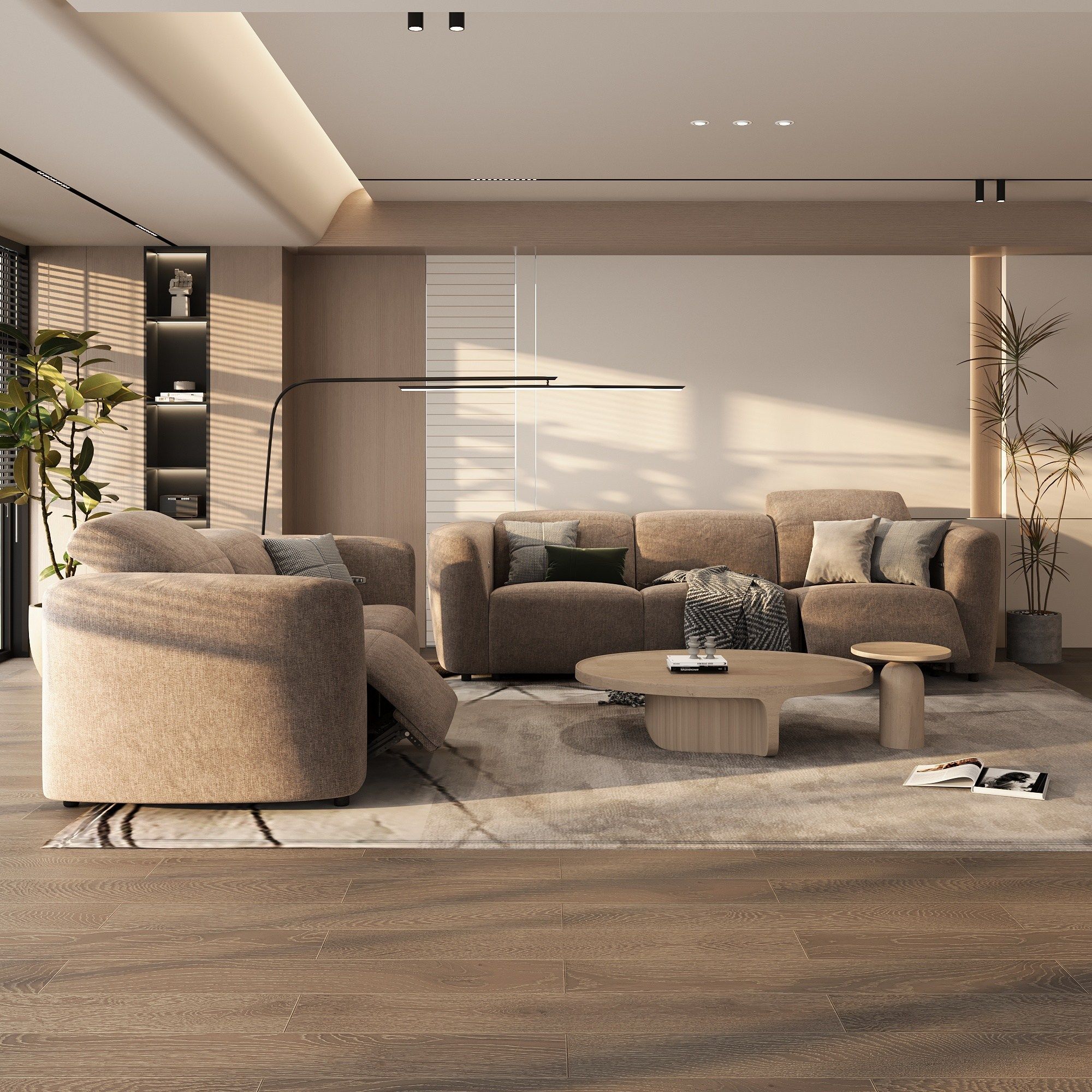 Adjustable Mocha Velvet Power Reclining Sofas