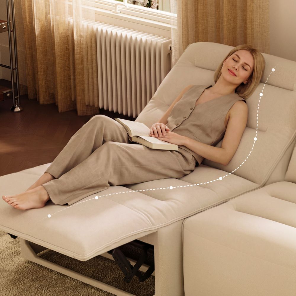 Office Khaki Pet-Friendly Fabric Power Reclining Sofas