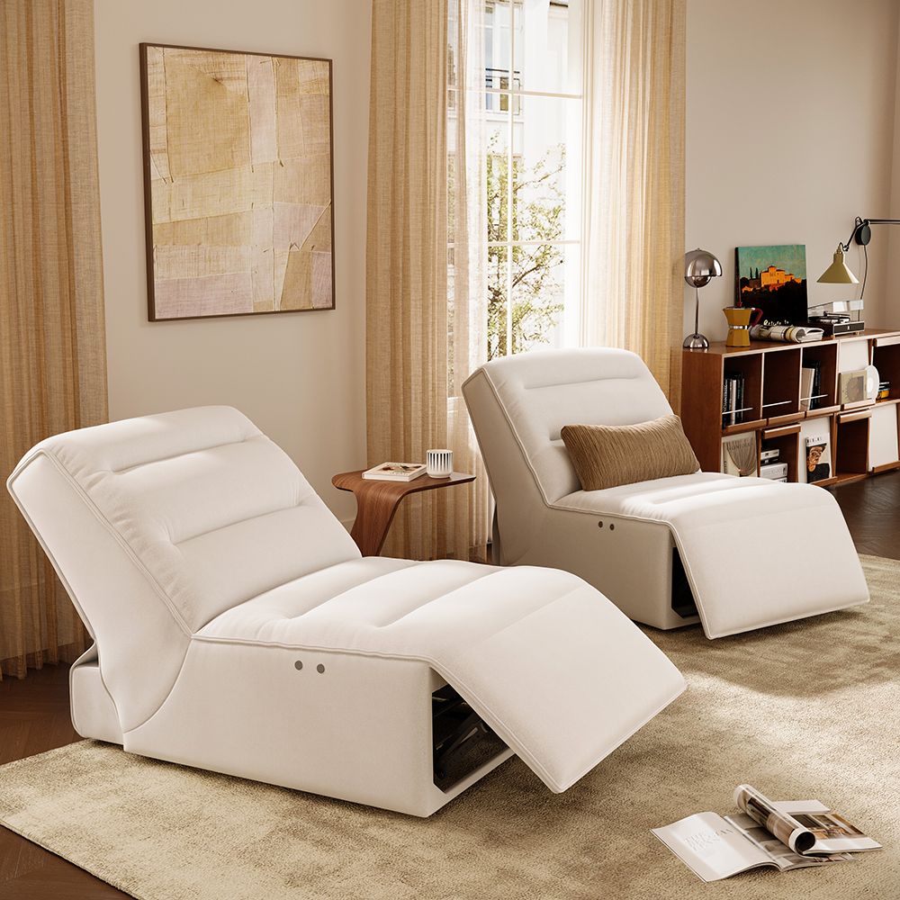 Adjustable White Pet-Friendly Fabric Power Reclining Sofas