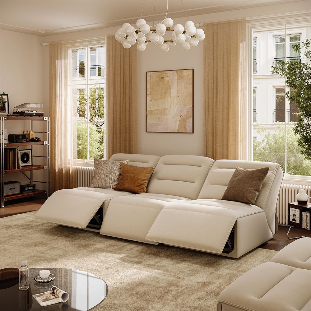 Modular Khaki Pet-Friendly Fabric Power Reclining Sofas