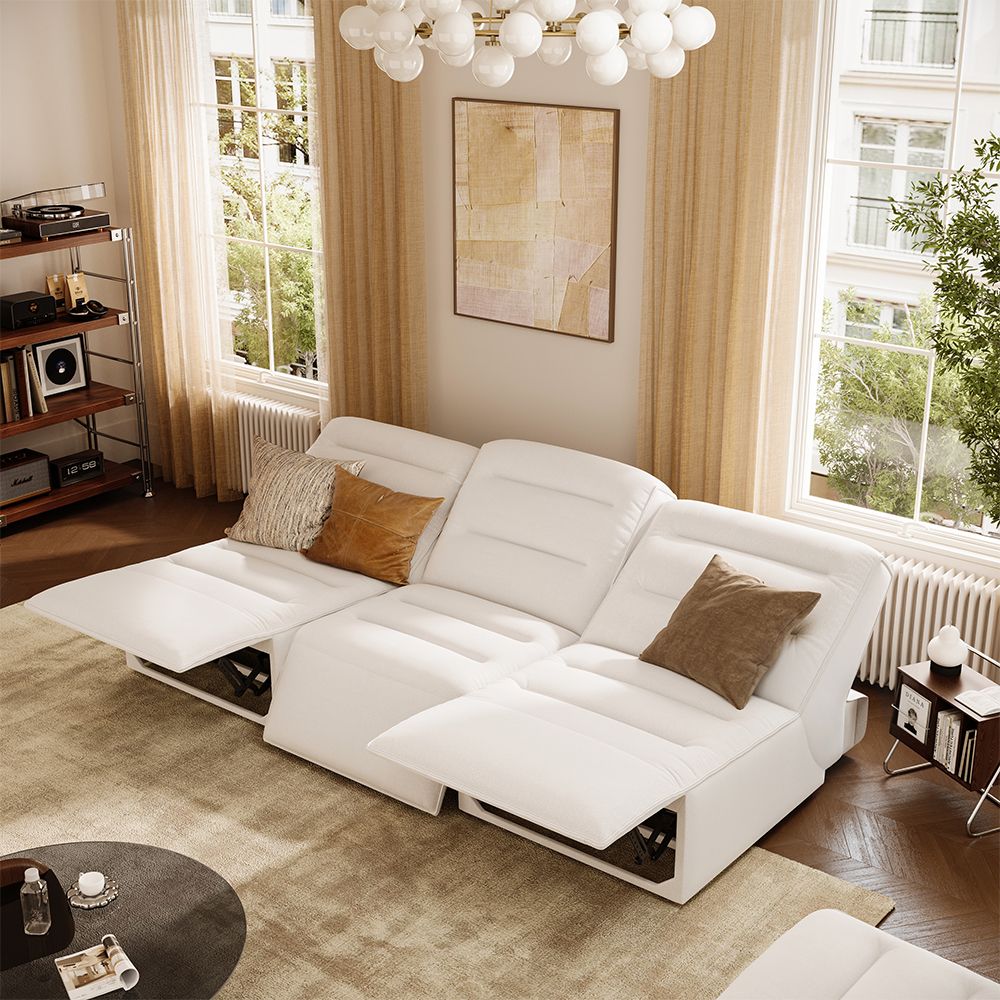 Cozy White Pet-Friendly Fabric Power Reclining Sofas